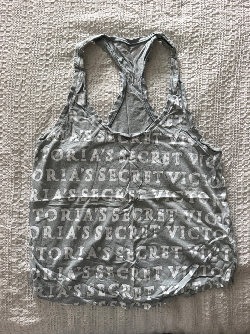 Victoria's Secret Gray Logo Racerback Tank
